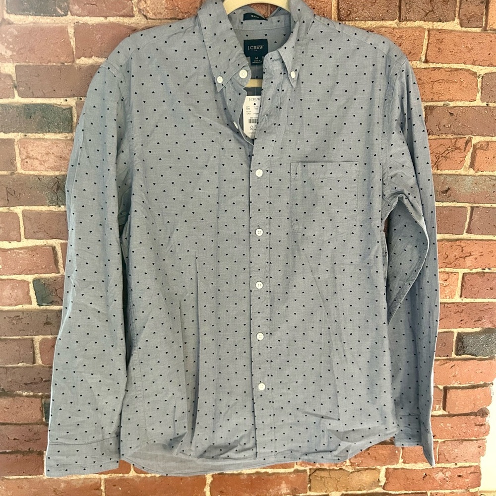 J. Crew Men’s Blue Casual Button Down Shirt with Polka Dots